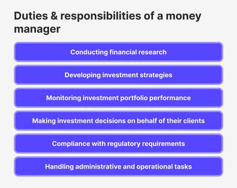 Duties and responsibilities of a money manager