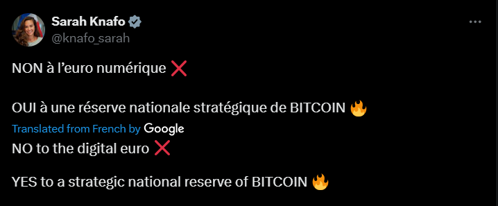 French PM calling for Bitcoin reserve