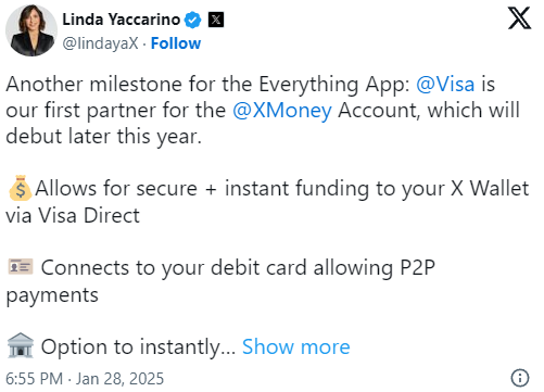 X CEO Linda Yaccarino's comment on the partnership