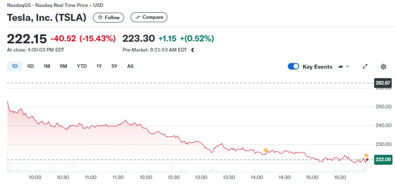 Tesla stock performance